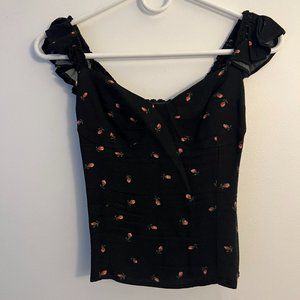 Reformation Sweetheart Neckline Sleeveless Floral Top